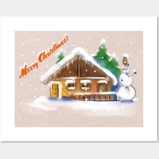 Merry Christmas snowman Posters and Art